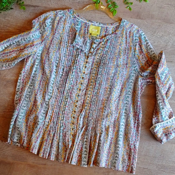 Anthro Maeve Floral Cottagecore shirt blouse - Picture 2 of 7